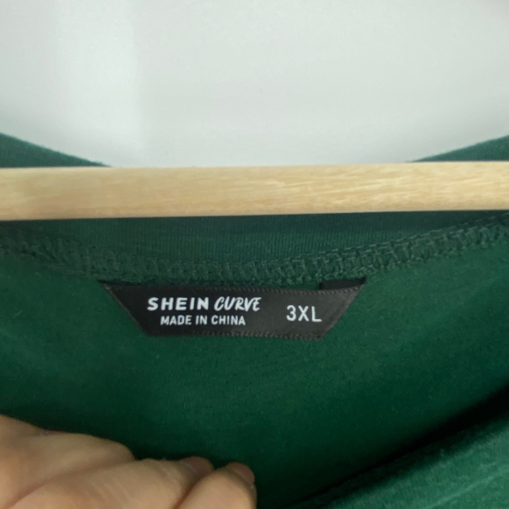 SHEIN Curve Size 3XL Polyester Spandex Green Shirt Dress Casual, 353 - Picture 2 of 3